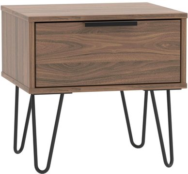 Hong kong bedside table - 1 drawer - with hairpin legs - walnut