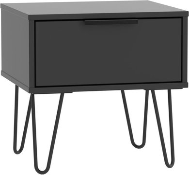 Hong kong bedside table - 1 drawer - with hairpin legs - black