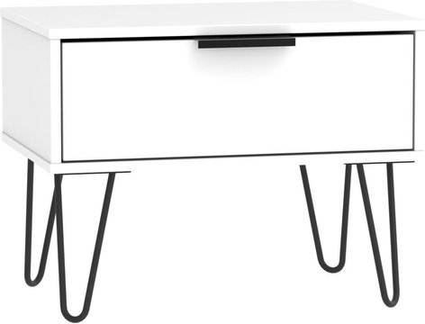 Hong kong bedside table - 1 drawer - with hairpin legs - white