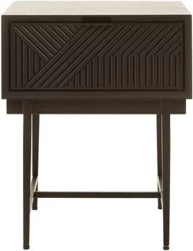 Jakara bedside table - 1 drawer - square - black wood