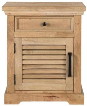 Jaylene bedside cabinet - mango wood - louvered - 1 door
