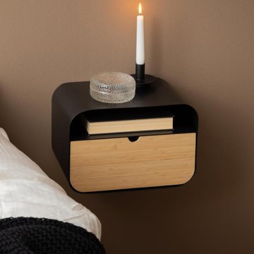 Joliet bedside table - 1 drawer - wall mounted - floating - matt black