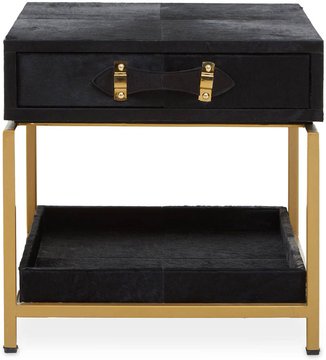 Kensington townhouse bedside table - 1 drawer - black faux fur