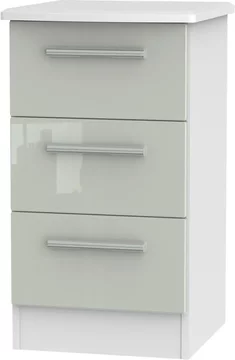 Knightsbridge bedside cabinet - 3 drawer - cashmere gloss and white