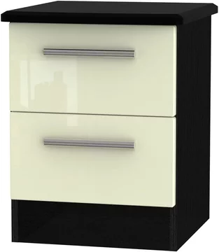Knightsbridge bedside cabinet - 2 drawer - cream gloss and black