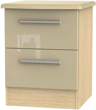 Knightsbridge bedside cabinet - 2 drawer - mushroom and light oak
