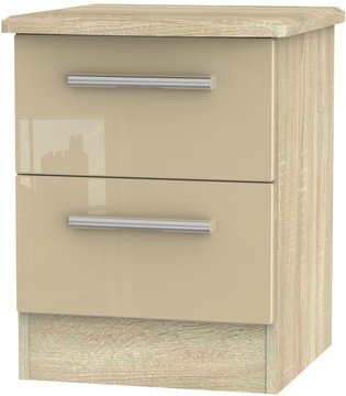 Knightsbridge bedside cabinet - 2 drawer - mushroom and oak