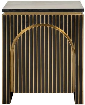 Les arcs brushed gold ribbed 1 door bedside cabinet