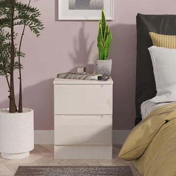 Milan bedside cabinet - 2 drawer - cashmere gloss