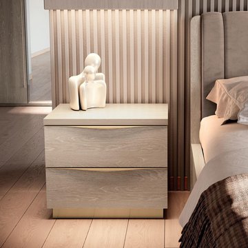 Denali italian bedside cabinet - 2 drawer - sand birch