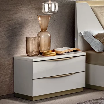 Kharma italian bedside cabinet - 2 drawer - large - white