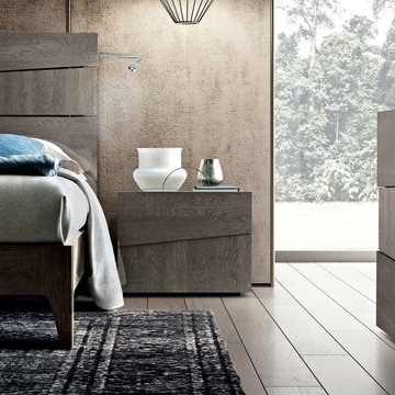 Tekno italian bedside cabinet - 2 drawer - silver birch