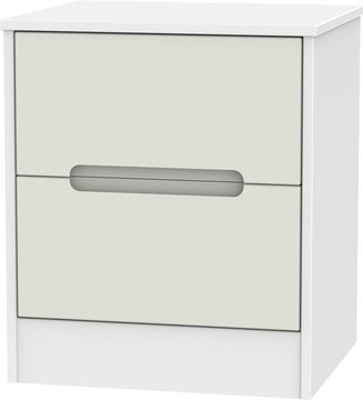 Monaco bedside cabinet - 2 drawer - cashmere and white