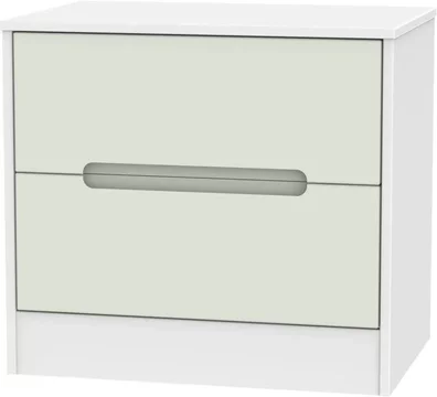 Monaco bedside cabinet - wide - 2 drawer - cashmere and white