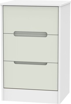 Monaco bedside cabinet - 3 drawer - cashmere and white