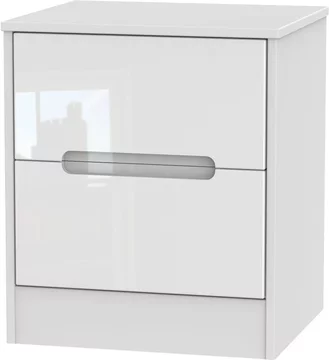 Monaco bedside cabinet - 2 drawer - white gloss