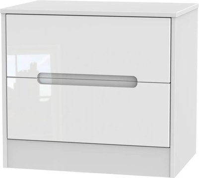 Monaco bedside cabinet - wide - 2 drawer - white gloss