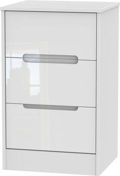 Monaco bedside cabinet - 3 drawer - white gloss