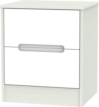 Monaco bedside cabinet - 2 drawer - white and cashmere