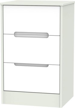 Monaco bedside cabinet - 3 drawer - white and cashmere
