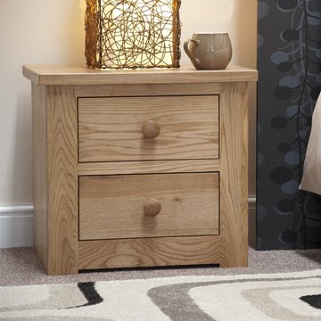 Torino bedside cabinet - 2 drawer - oak