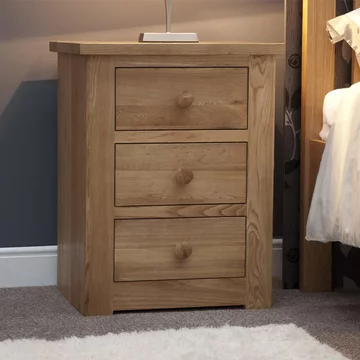 Torino bedside cabinet - 3 drawer - oak