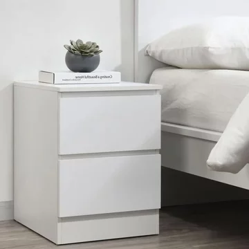 Oslo bedside cabinet - 2 drawer - white