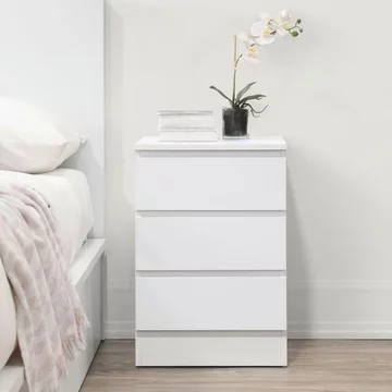 Oslo bedside cabinet - 3 drawer - white