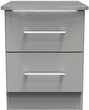 Paris bedside cabinet - 2 drawer - grey gloss