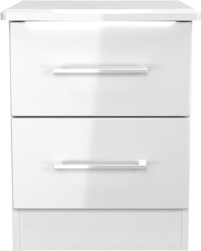 Paris bedside cabinet - 2 drawer - white gloss