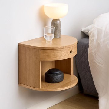 Paron bedside table - 1 drawer - oak - wall mounted - floating