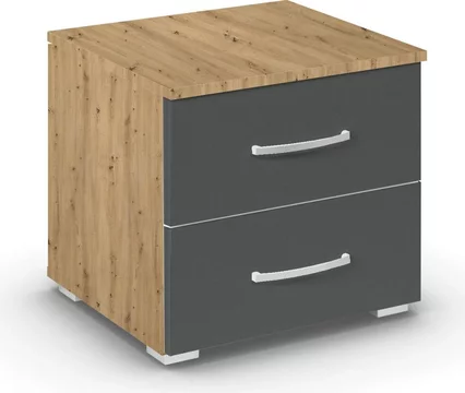 Aditio bedside cabinet - 2 drawer - artisan oak & metallic dark grey
