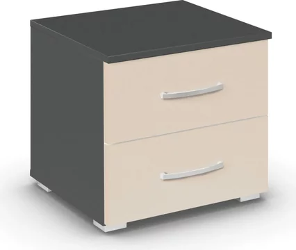 Aditio bedside cabinet - 2 drawer - metallic dark grey & champagne