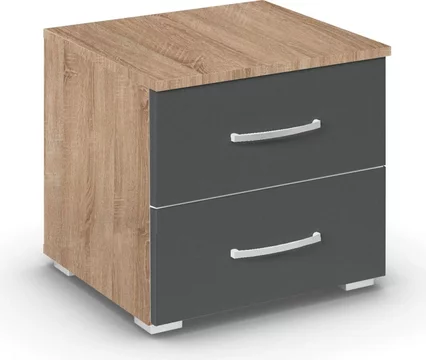 Aditio bedside cabinet - 2 drawer - sonoma oak & metallic dark grey