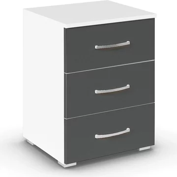 Aditio bedside cabinet - 3 drawer - alpine white & metallic dark grey