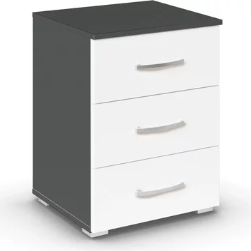Aditio bedside cabinet - 3 drawer - metallic dark grey & alpine white