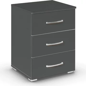 Aditio bedside cabinet - 3 drawer - metallic dark grey