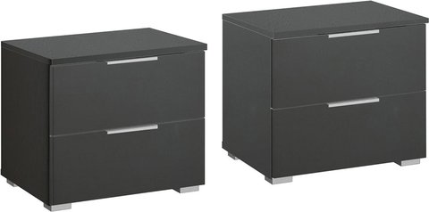 Alabama bedside cabinet - 2 drawer - set of 2 - metallic dark grey