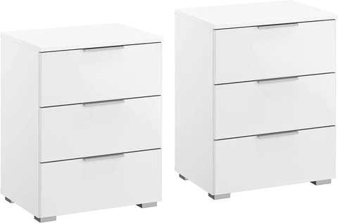 Alabama bedside cabinet - 3 drawer - set of 2 - alpine white
