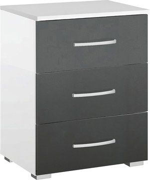 Alegro bedside cabinet - 3 drawer - alpine white & metallic dark grey