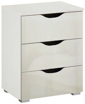 Arnstein bedside cabinet - 3 drawer - alpine white & white high gloss