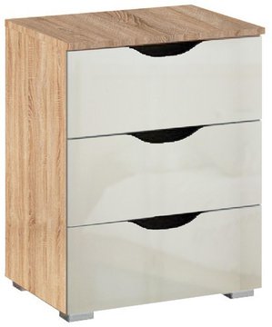 Arnstein bedside cabinet - 3 drawer - sonoma oak & white high gloss