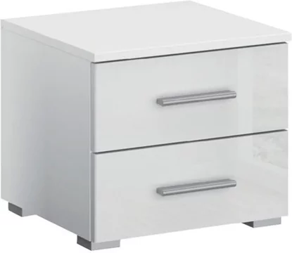 Base bedside cabinet - 2 drawer - alpine white & white high gloss