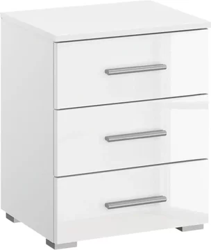 Base bedside cabinet - 3 drawer - alpine white & white high gloss