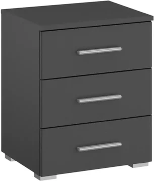 Base bedside cabinet - 3 drawer - metallic dark grey