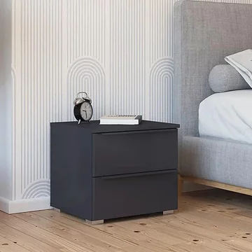 Monostar bedside cabinet - 2 drawer - metallic dark grey