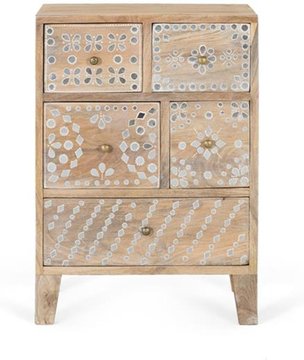 Savona bedside cabinet - mango wood - 5 drawer