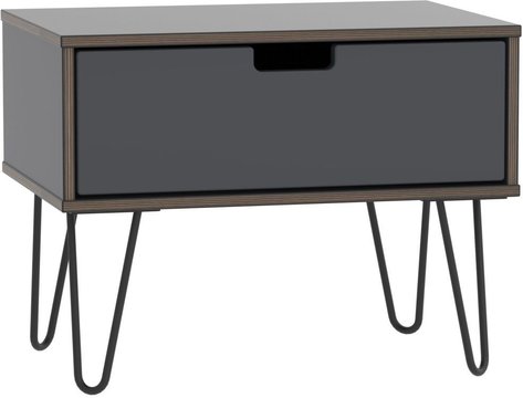 Shanghai bedside table - 1 drawer - wide - hairpin legs - graphite