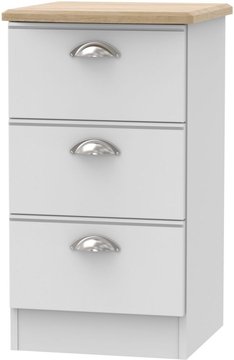 Victoria bedside cabinet - 3 drawer - grey and riviera oak