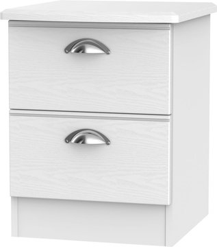 Victoria bedside cabinet - 2 drawer - white